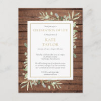 Rustic Greenery Celebration of Life Invitation