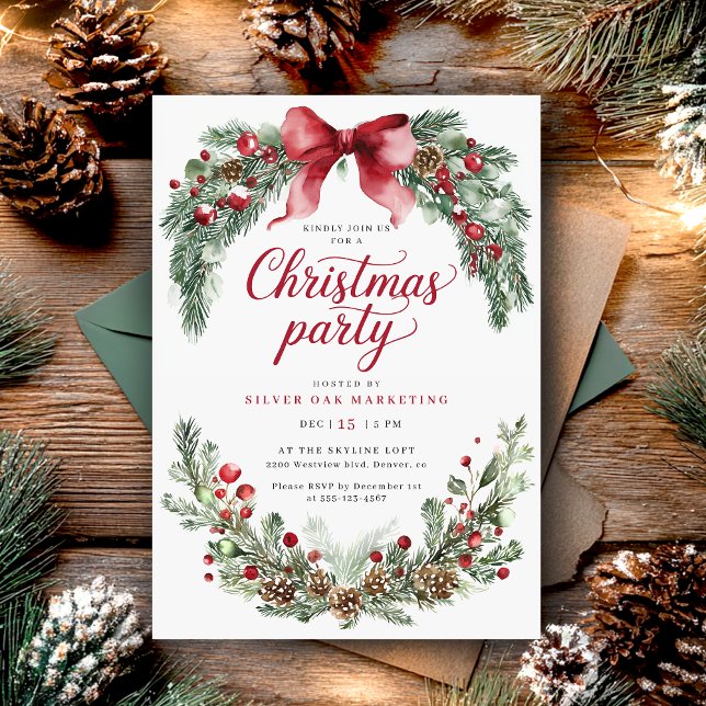 Rustic Greenery Christmas Party Invitation (Creator Uploaded)
