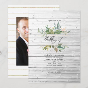 Rustic Greenery Country Barn Wedding Photo Invitation
