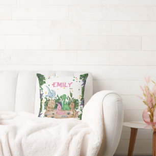 Rustic Greenery Dinosaur Name Cushion