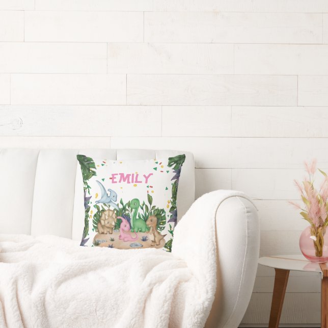 Rustic Greenery Dinosaur Name Cushion (Couch)