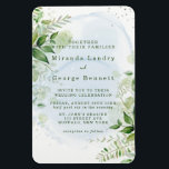 Rustic Greenery Dusty Blue Airy Wedding Invite Mag Magnet<br><div class="desc">This design features leaves in hunter emerald green watercolor colors,  dusty blue beautiful ink alcohol painted background. Great for your greenery wedding celebrations!</div>
