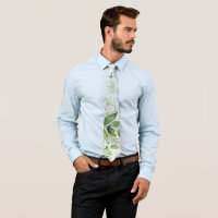 Rustic Greenery Dusty Blue Airy Wedding Neck Tie