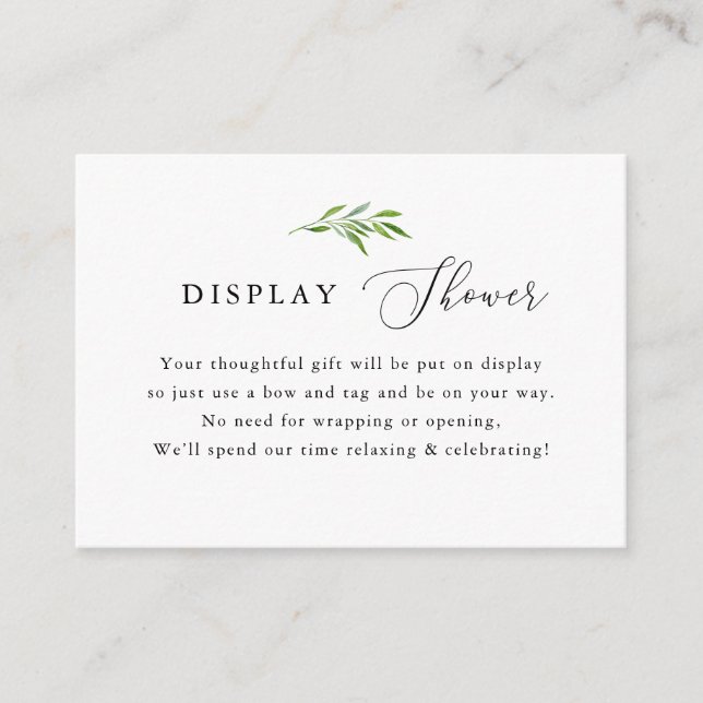 Rustic Greenery Elegant Display Shower Enclosure Card (Front)