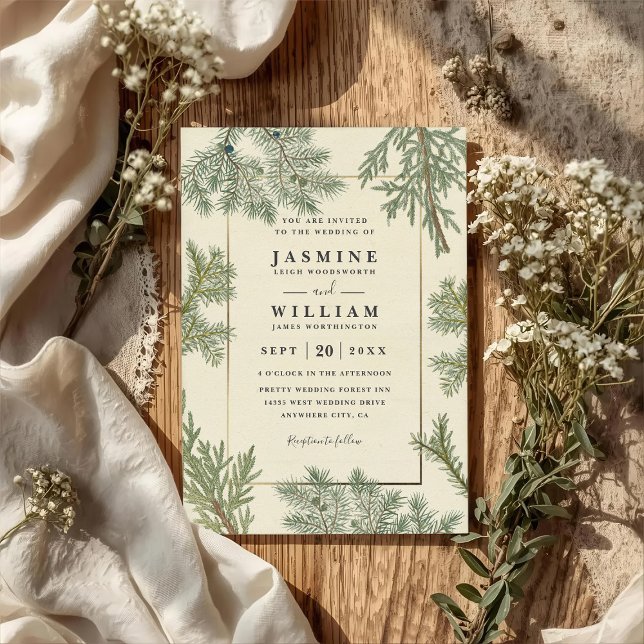 Rustic Greenery Elegant Modern QR Code Wedding Invitation (Creator Uploaded)