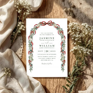 Rustic Greenery Elegant Modern QR Code Wedding Invitation
