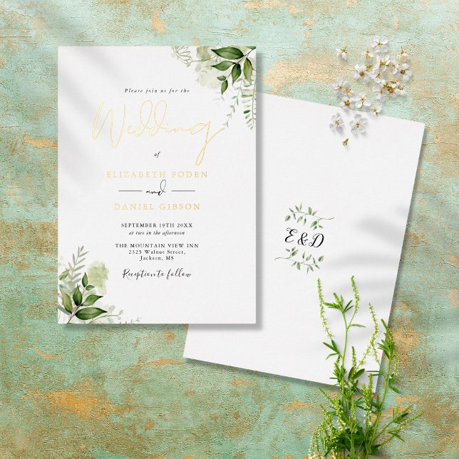 Rustic Greenery Elegant Monogram Wedding Gold (Creator Uploaded)