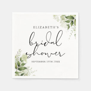 Rustic Greenery Elegant Script Bridal Shower Napkin