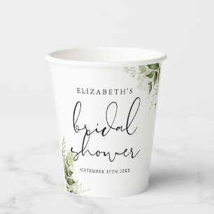 Rustic Greenery Elegant Script Bridal Shower Paper Cups