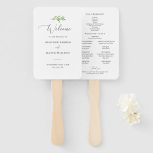 Rustic Greenery Elegant Wedding Ceremony Program Hand Fan