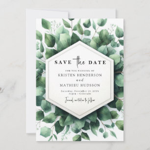 Rustic Greenery Eucalyptus Digital Wedding Save The Date