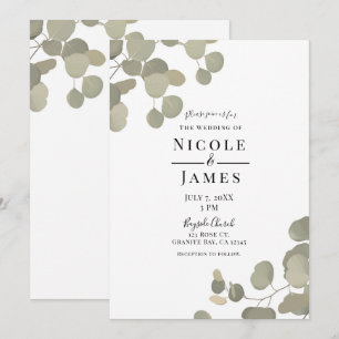 Rustic Greenery Eucalyptus Elegant Modern Wedding Invitation
