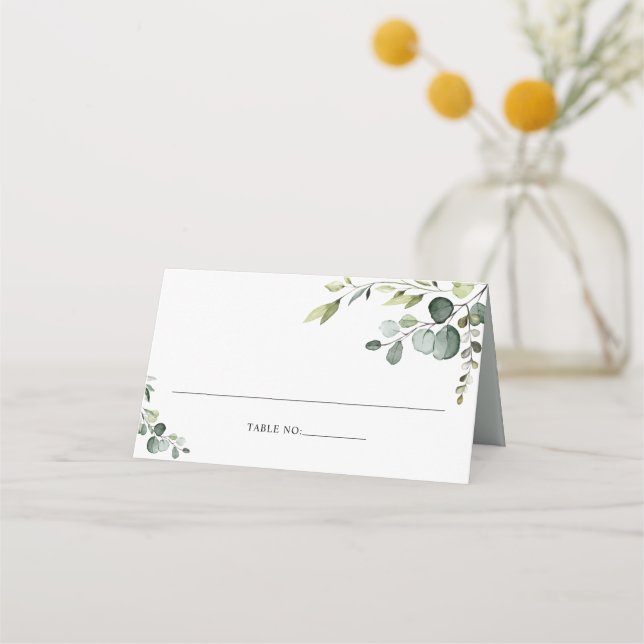 Rustic Greenery Eucalyptus Folded Place Card (Front)