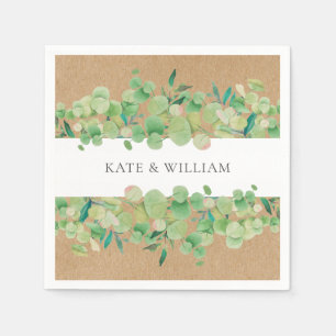 Rustic Greenery Eucalyptus Garland Wedding Napkin