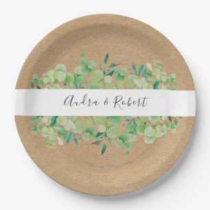 Rustic Greenery Eucalyptus Garland Wedding Paper Plate