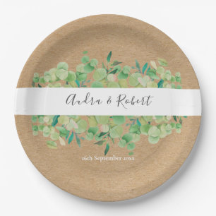 Rustic Greenery Eucalyptus Garland Wedding Paper Plate