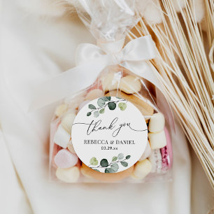 Rustic Greenery Eucalyptus Personalised Thank You Classic Round Sticker