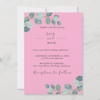 Rustic Greenery Eucalyptus Summer Wedding. Invitation