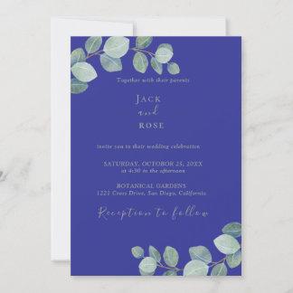 Rustic Greenery Eucalyptus Summer Wedding. Invitation