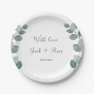 Rustic Greenery Eucalyptus Summer Wedding.  Paper Plate