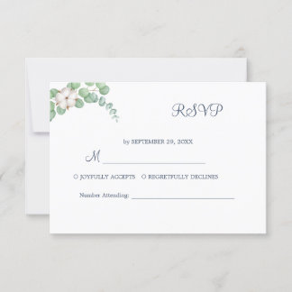 Rustic Greenery Eucalyptus Summer Wedding.  RSVP Card