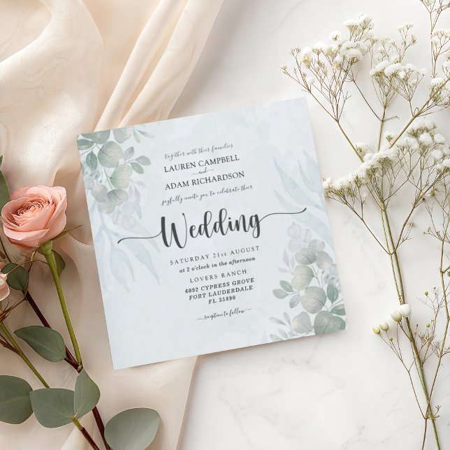 Rustic Greenery Eucalyptus Watercolor Wedding Invitation (Creator Uploaded)
