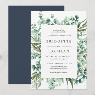 Rustic Greenery Eucalyptus Watercolor Wedding Invitation