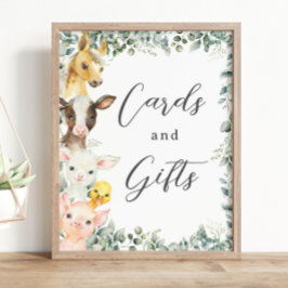 Rustic Greenery Farm Animals Baby Cards and Gifts Poster