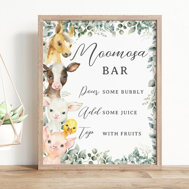 Rustic Greenery Farm Animals Baby Moomosa Bar Sign (Creator Uploaded)