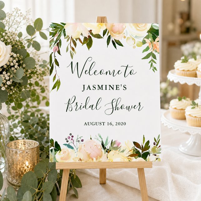Rustic Greenery Floral Bridal Shower Welcome Sign (Creator Uploaded)