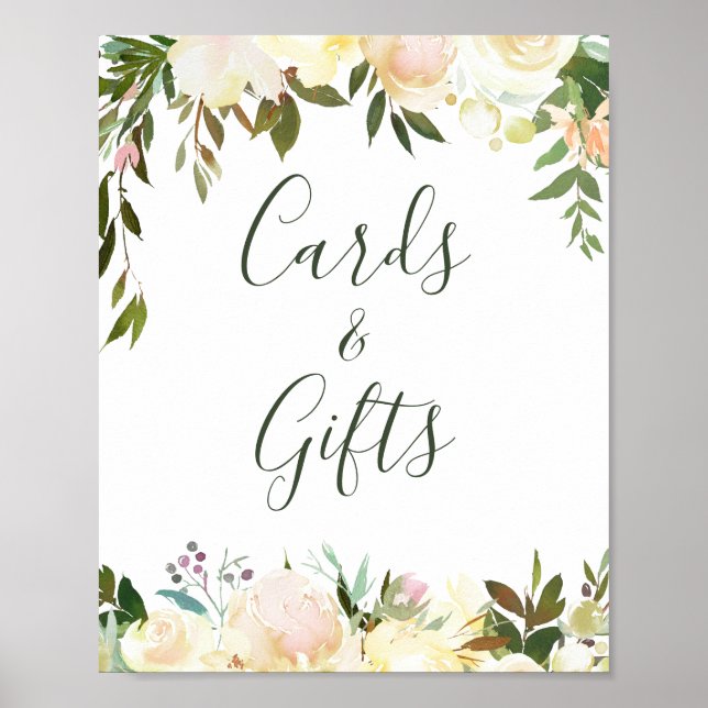 Rustic Greenery Floral Cards and Gifts Sign (Front)