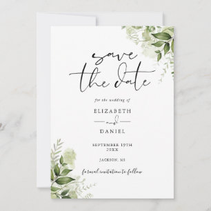 Rustic Greenery Floral Elegant Photo Wedding Save The Date