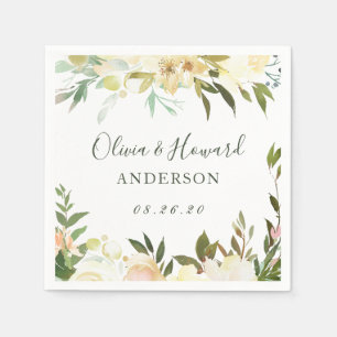 Rustic Greenery Floral Wedding Napkins