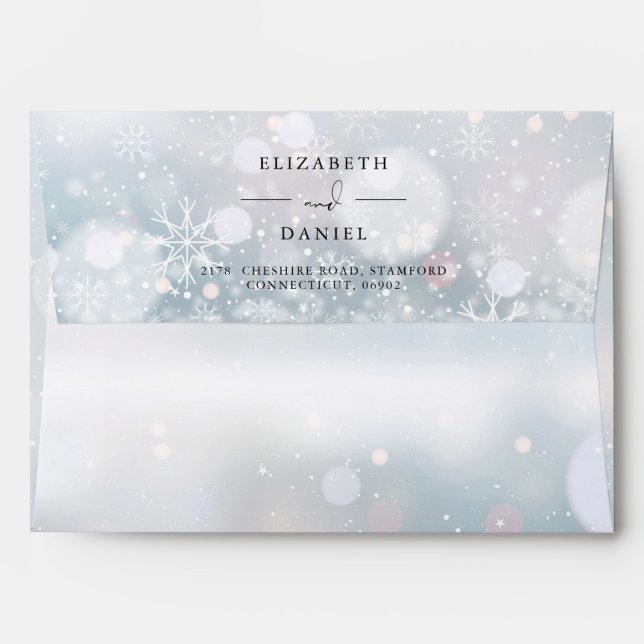Rustic Greenery Floral Winter Wedding Envelope (Back (Top Flap))