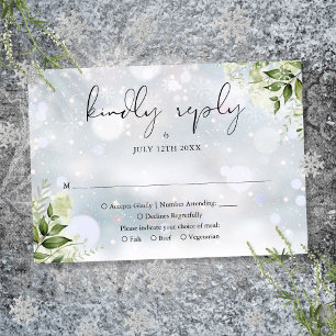 Rustic Greenery Floral Winter Wedding RSVP Card