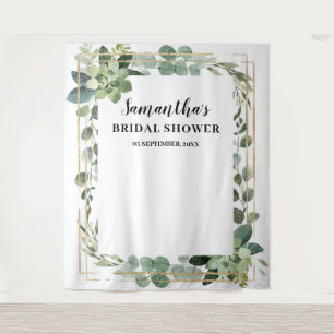 Rustic greenery foliage succulent floral gold tapestry