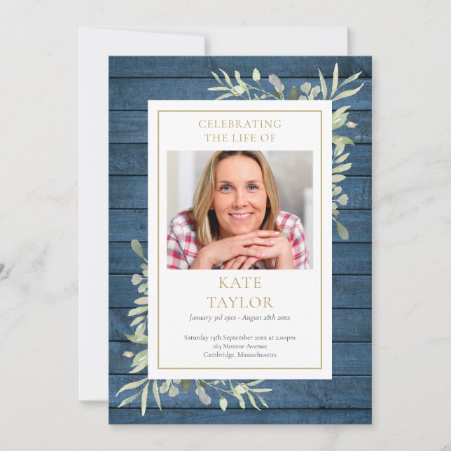 Rustic Greenery Funeral Order Of Service Program Invitation (Front)