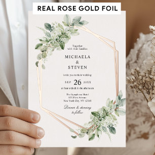 Rustic Greenery Geometric Wedding Real Rose Gold