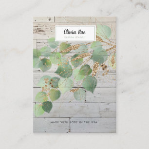 Rustic Greenery Gold Leaf Jewellery Display Card