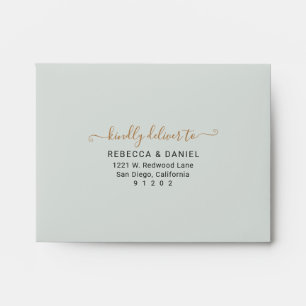 Rustic Greenery Gold Return Address Wedding RSVP Envelope