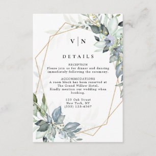 Rustic Greenery Green & Gold Geometric Wedding Enclosure Card