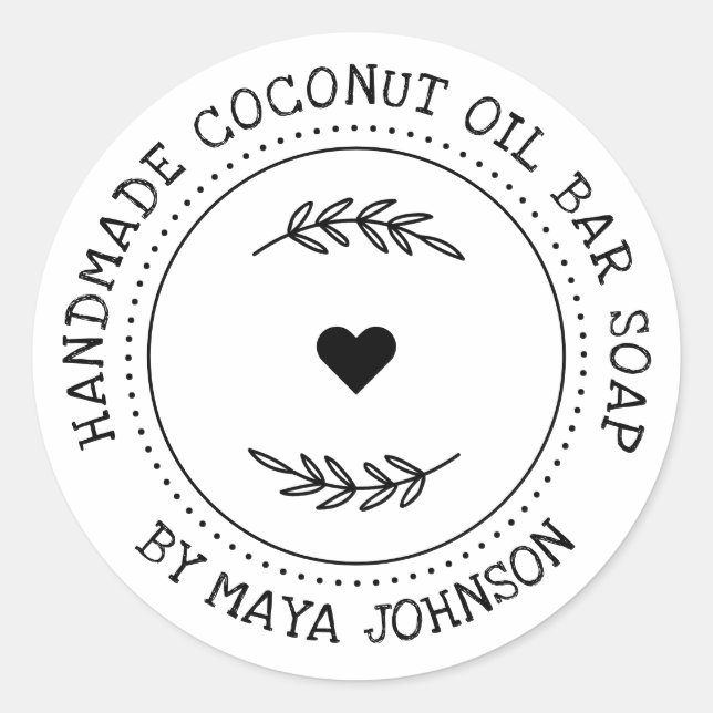 Rustic Greenery Handmade Soap Classic Round Sticker (Front)