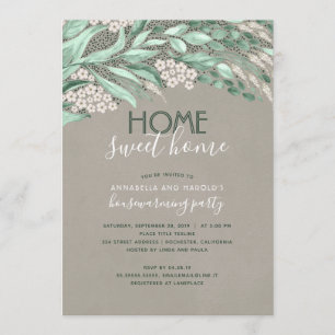 Rustic Greenery Home Sweet Home House Warming Invitation
