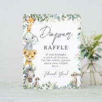 Rustic Greenery Jungle Animals Baby Diaper Raffle
