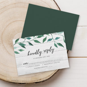Rustic Greenery Kindly Reply RSVP Card