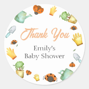 Rustic Greenery Ladybug Garden Baby Shower Classic Round Sticker