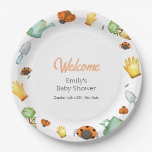 Rustic Greenery Ladybug Garden Baby Shower  Paper Plate