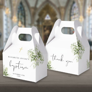 Rustic Greenery Leaves Elegant Baptism Favour Box