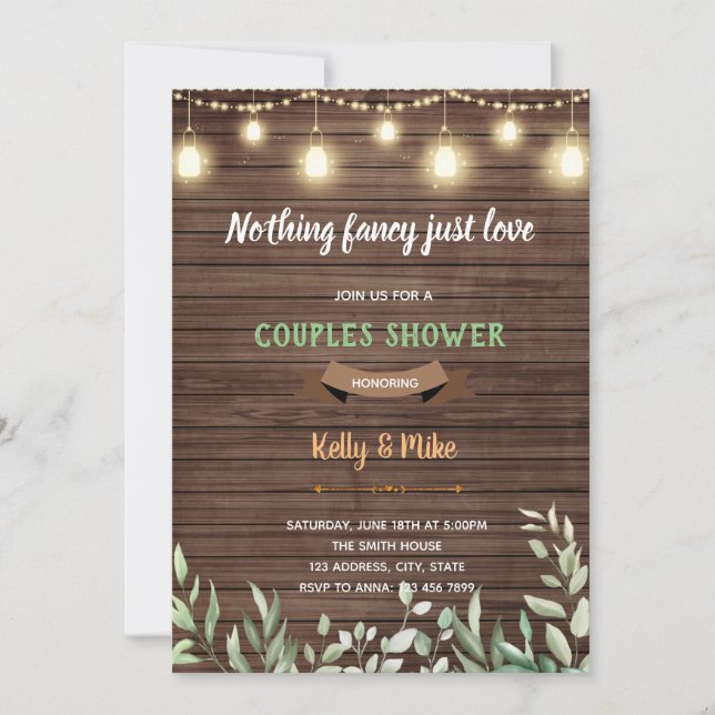 Rustic greenery Nothing fancy just love Invitation (Front)