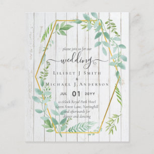 Rustic Greenery on Driftwood Budget Wedding Flyer